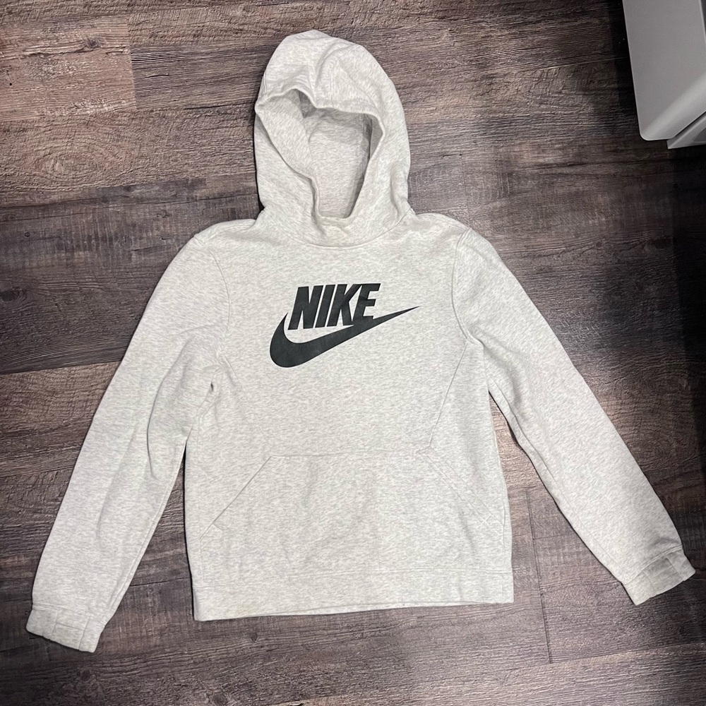 Nike Light Gray Hoodie with Black Logo
